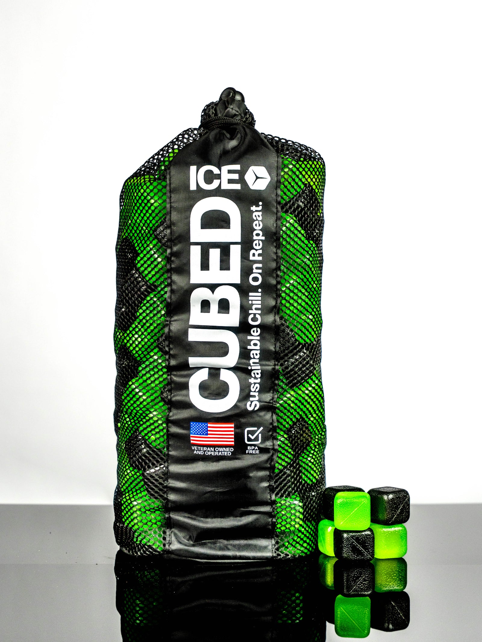 CUBED ICE-Green-Black-10lb Bag
