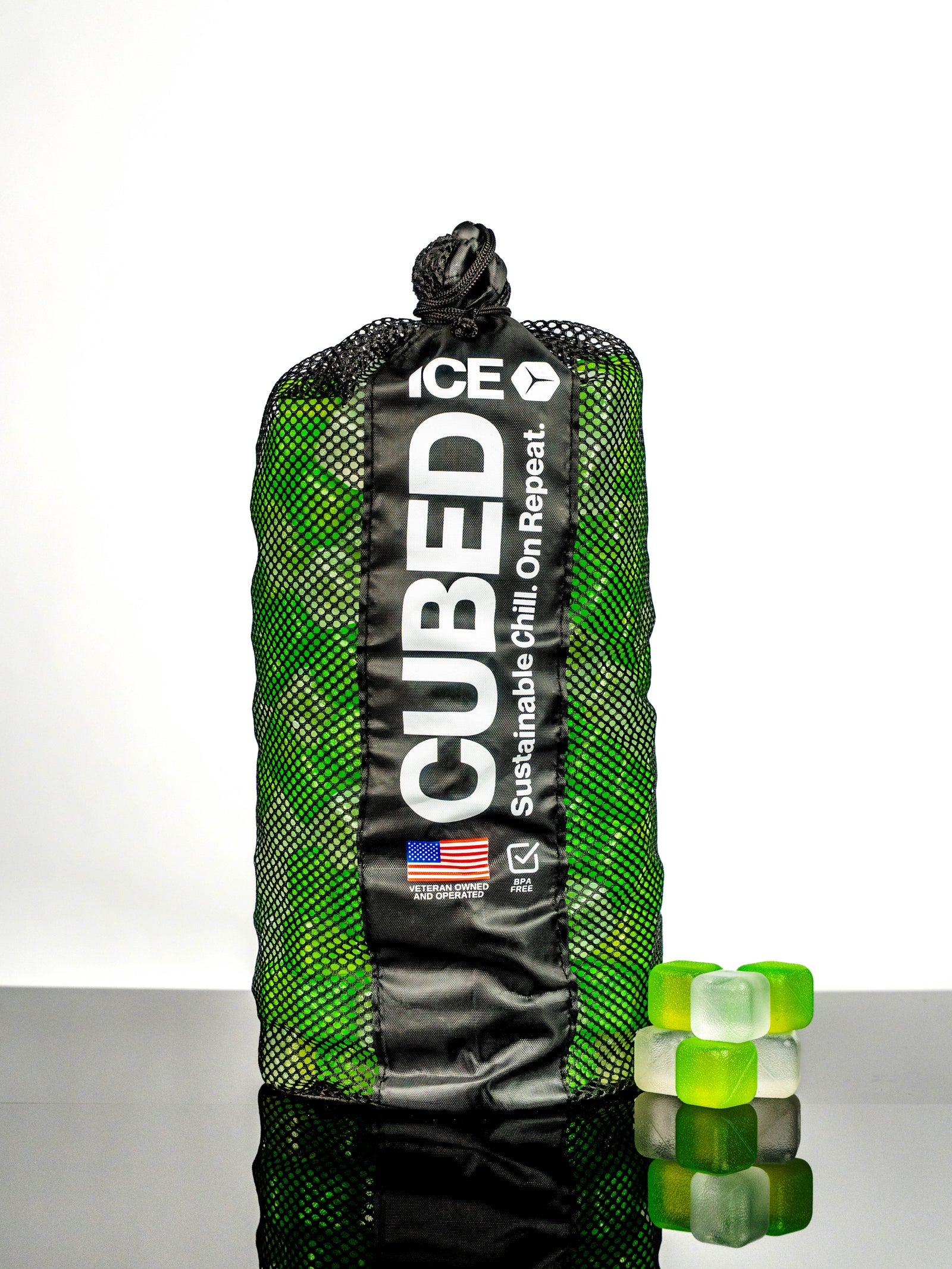 CUBED ICE-Green-Clear-10lb Bag