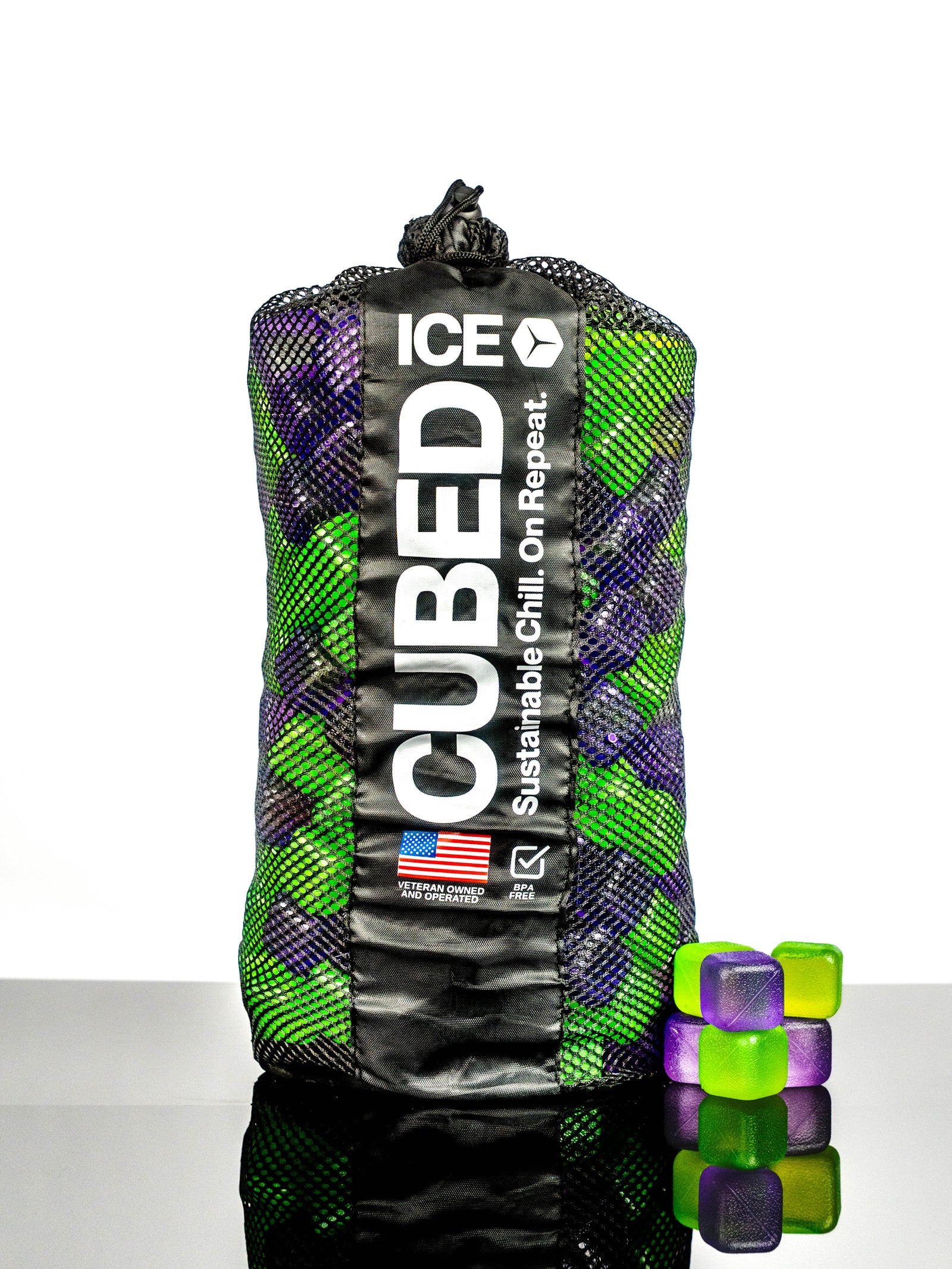 CUBED ICE-Green-Purple-10lb Bag