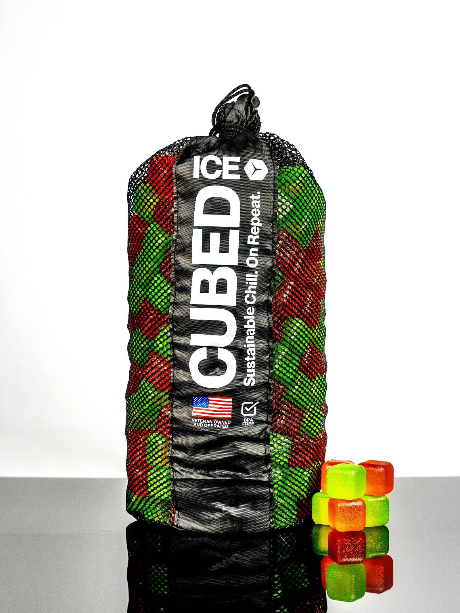 CUBED ICE-Red-Green-10lb Bag