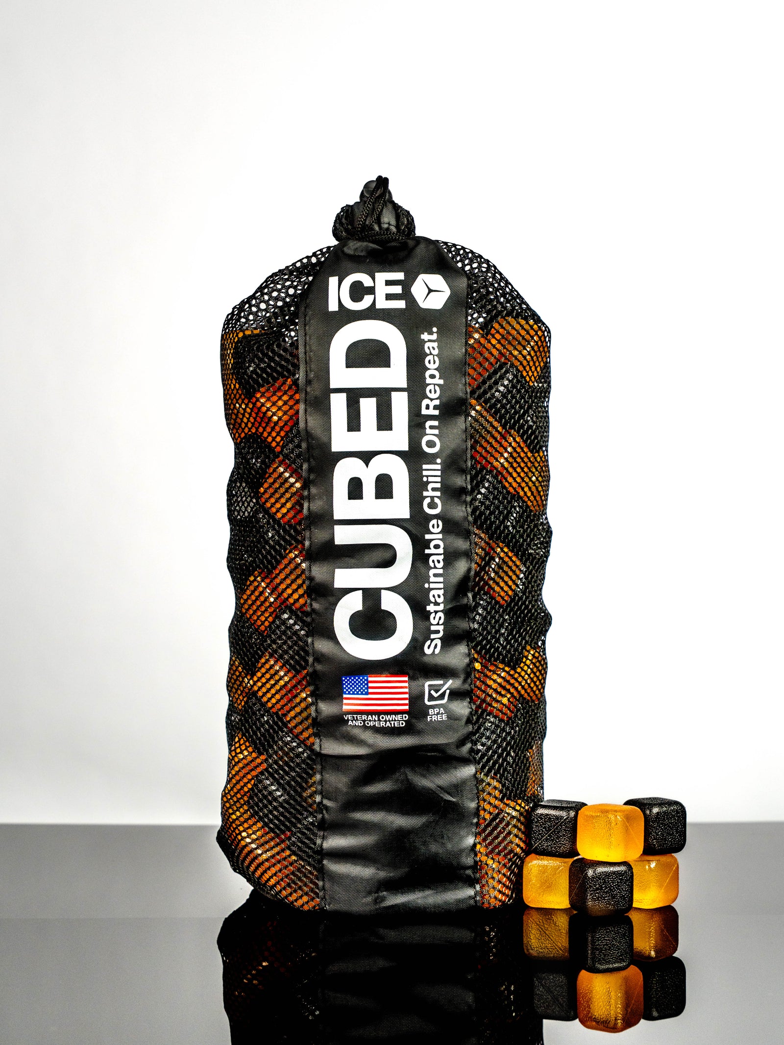CUBED ICE-Black-Orange-10lb Bag