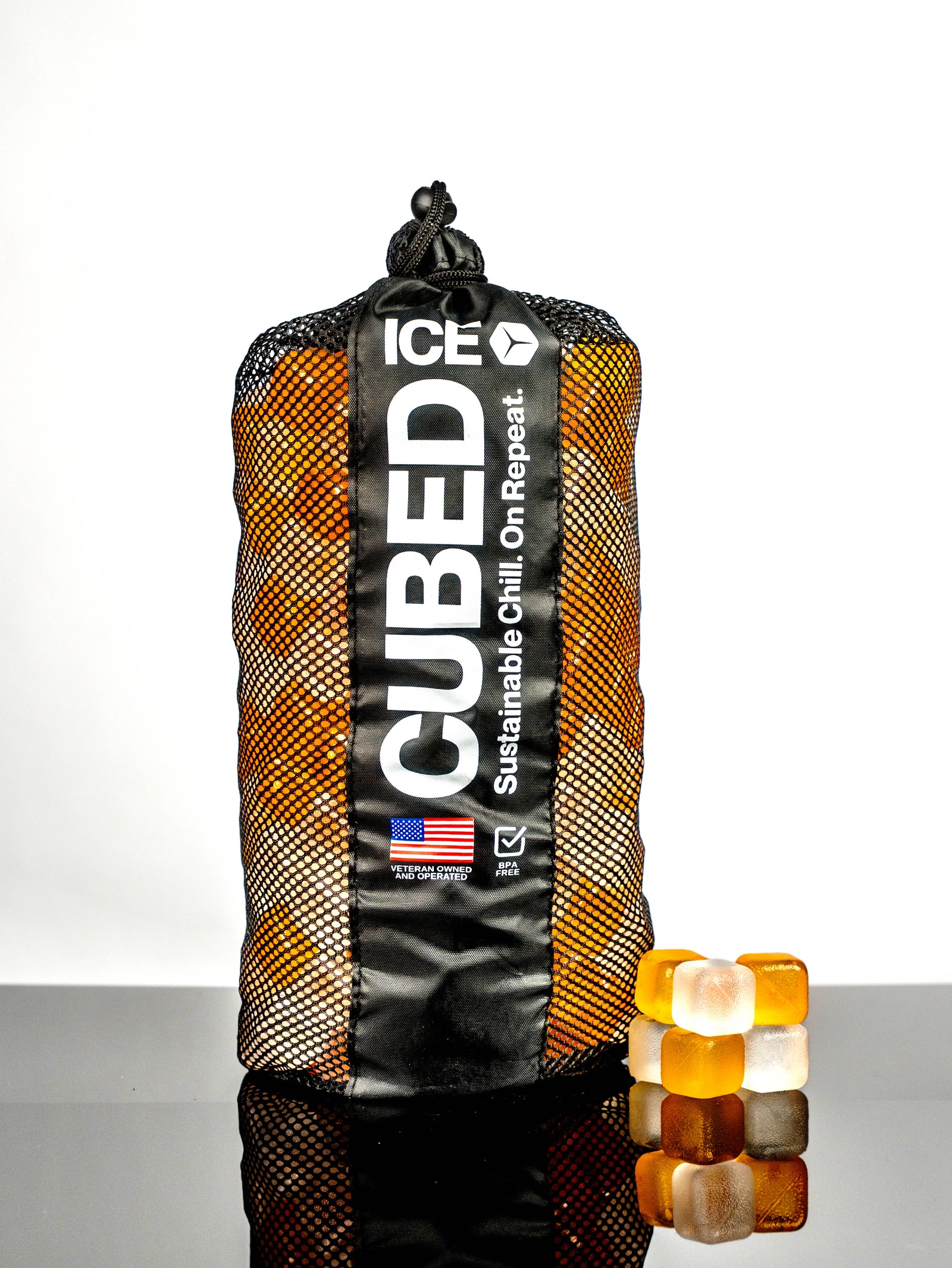 CUBED ICE-Orange-Clear-10lb Bag