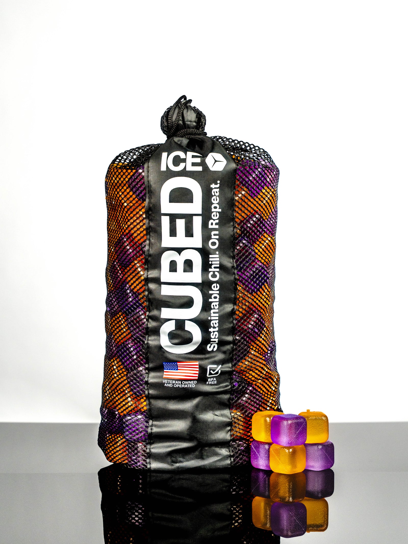 CUBED ICE-Orange-Purple-10lb Bag