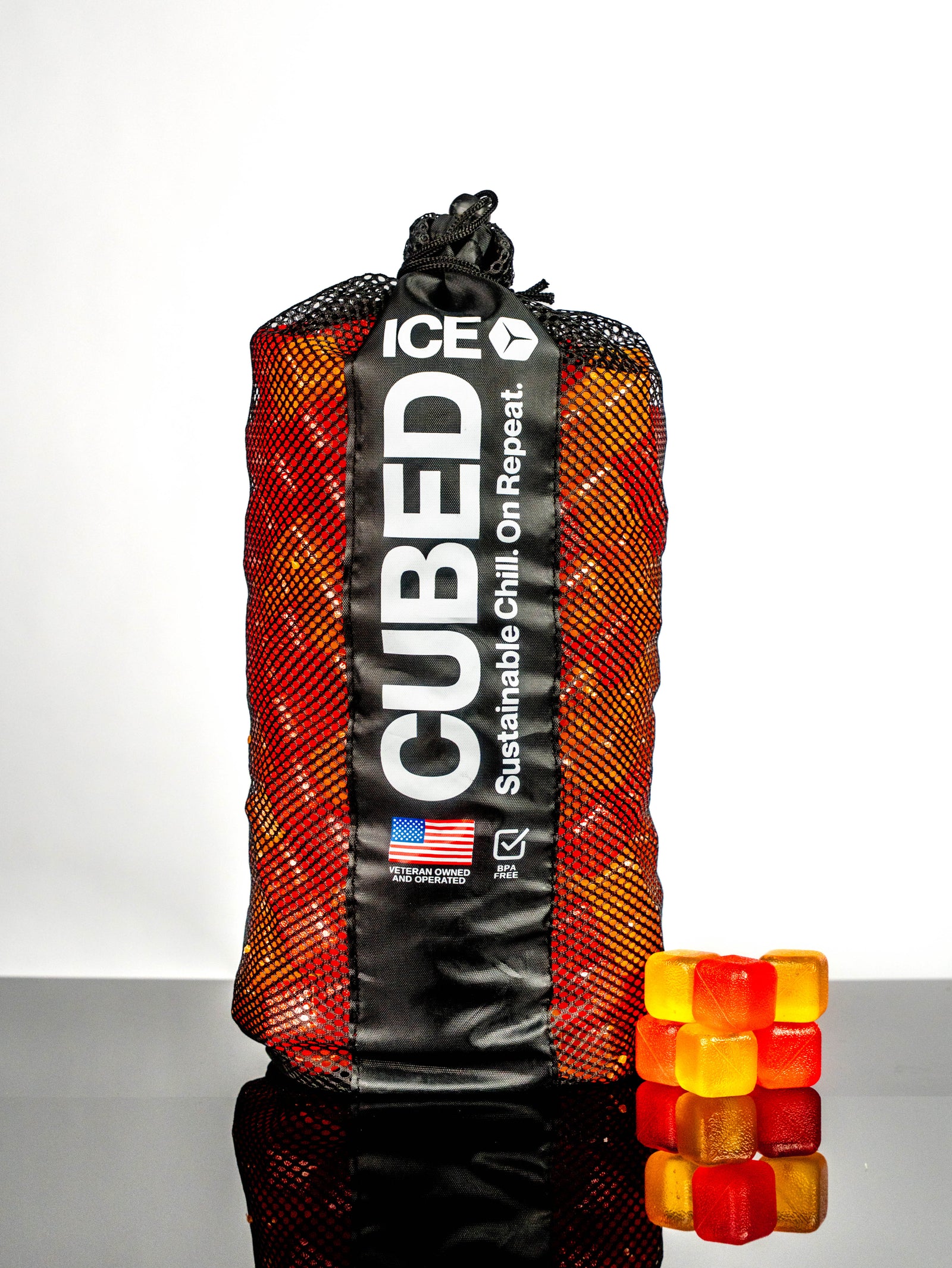 CUBED ICE-Red-Orange-10lb Bag