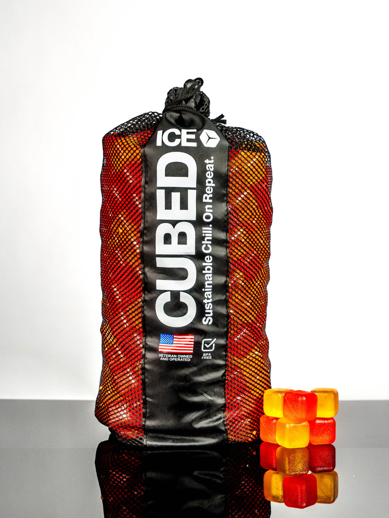 CUBED ICE-Red-Orange-10lb Bag