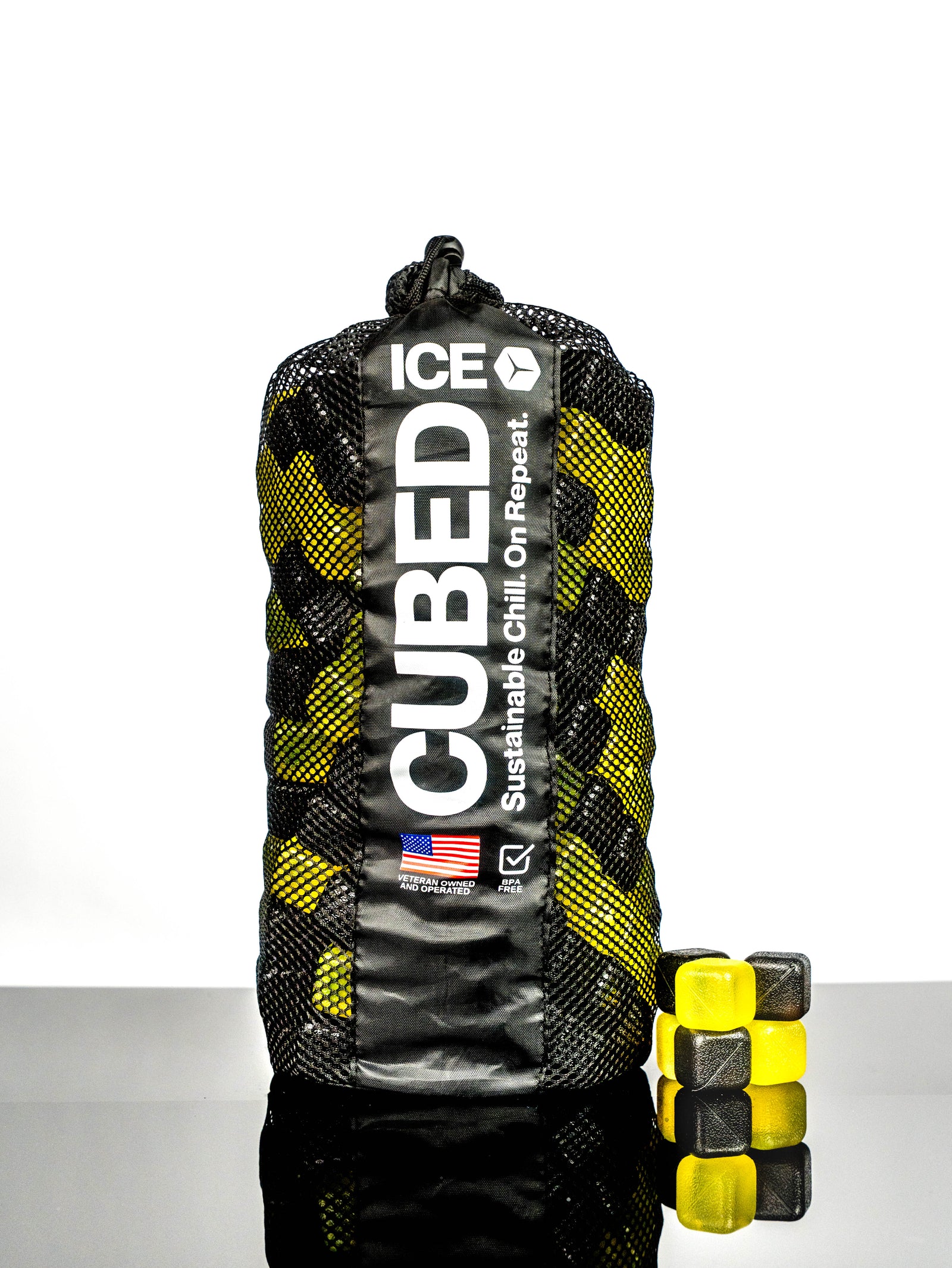 CUBED ICE-Black-Yellow-10lb Bag
