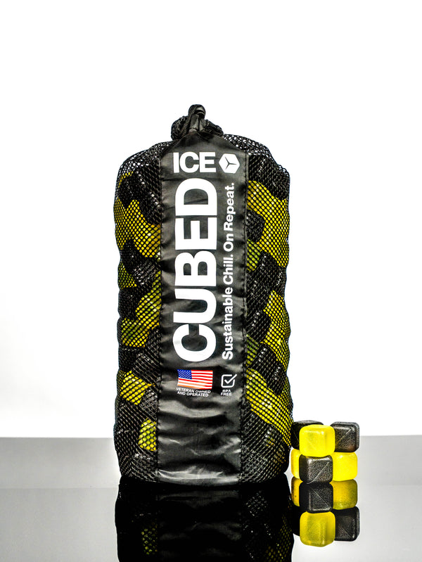 CUBED ICE-Black-Yellow-10lb Bag