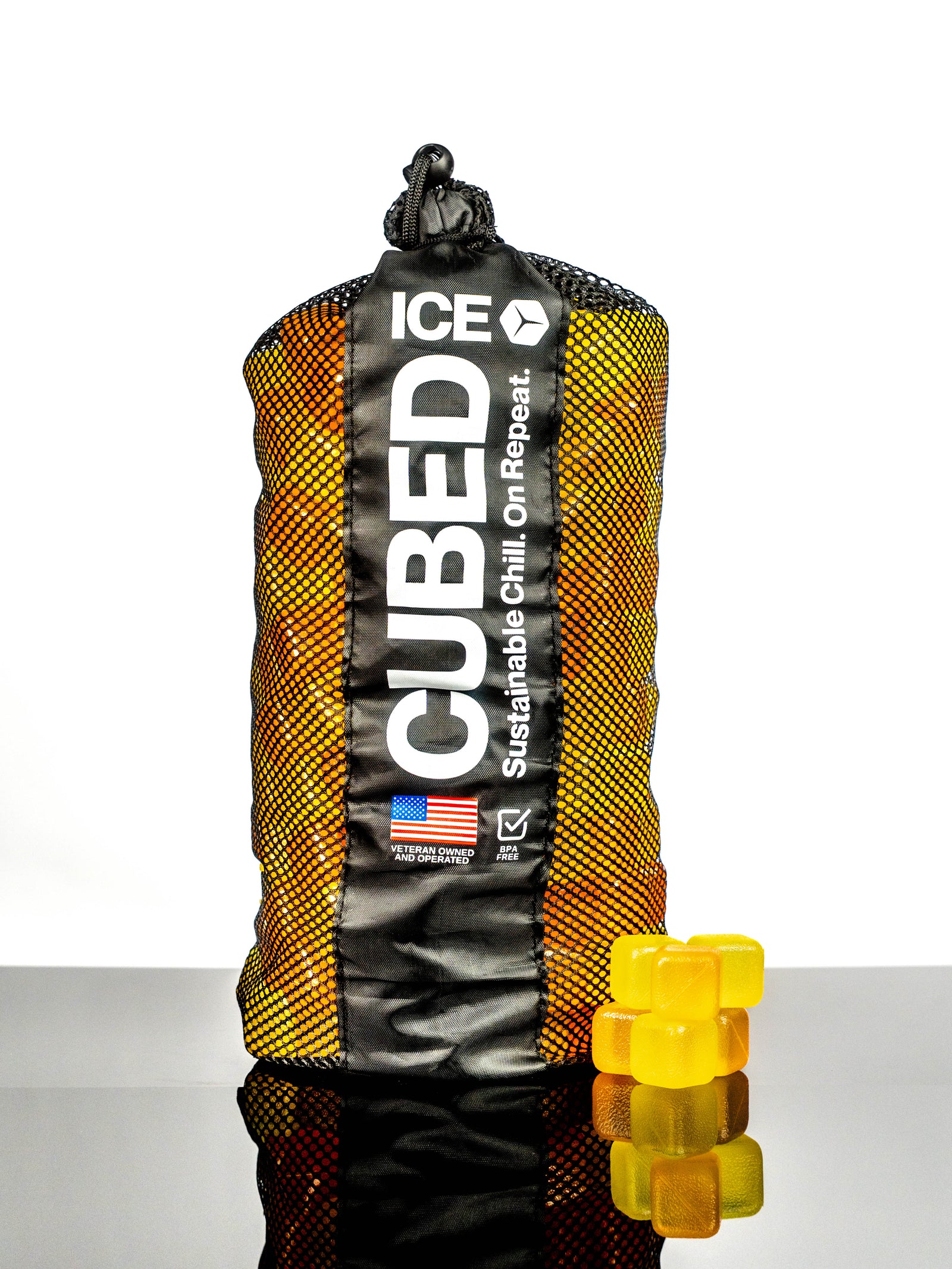 CUBED ICE-Yellow-Orange-10lb Bag