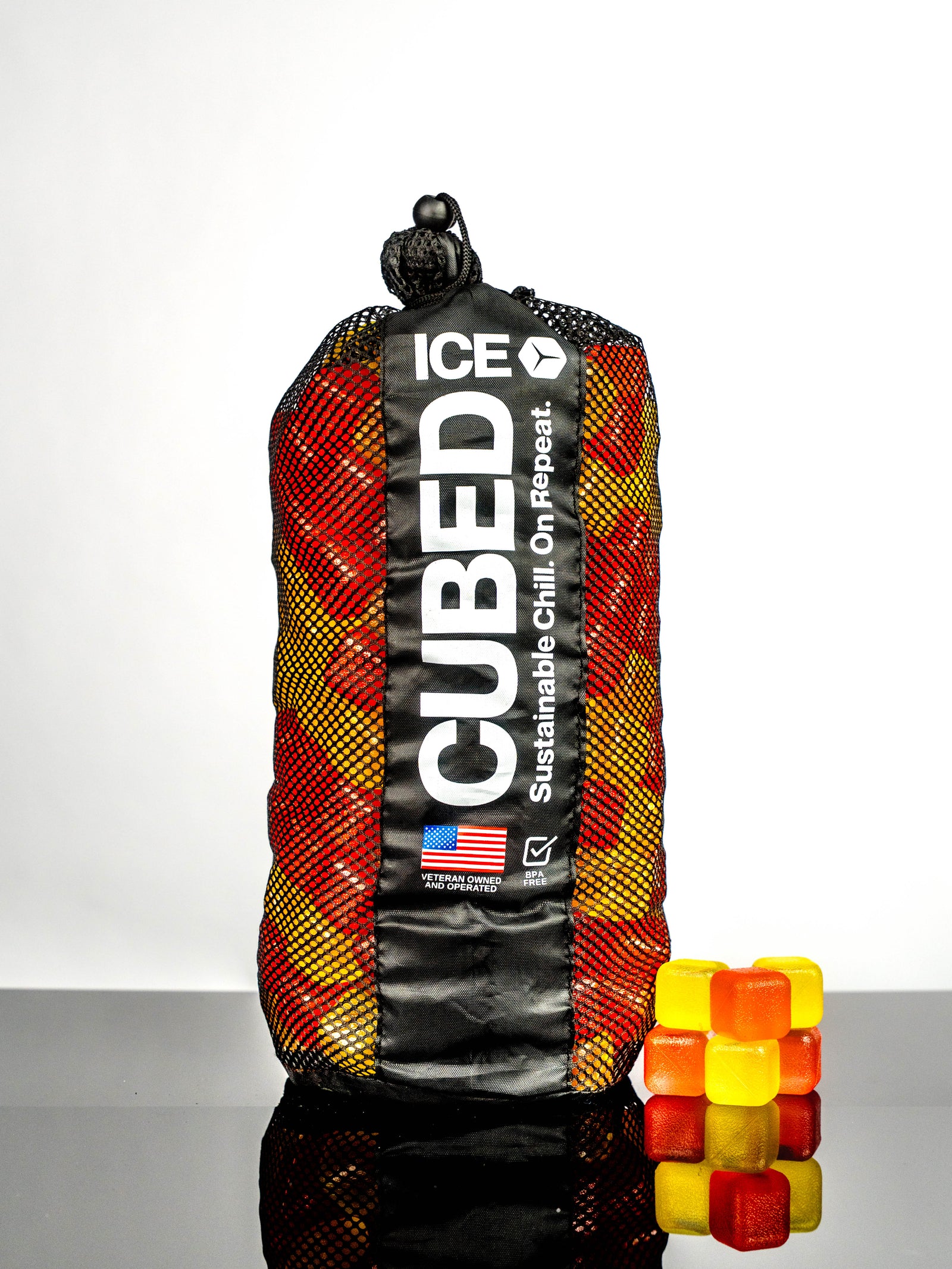 CUBED ICE-Red-Yellow-10lb Bag